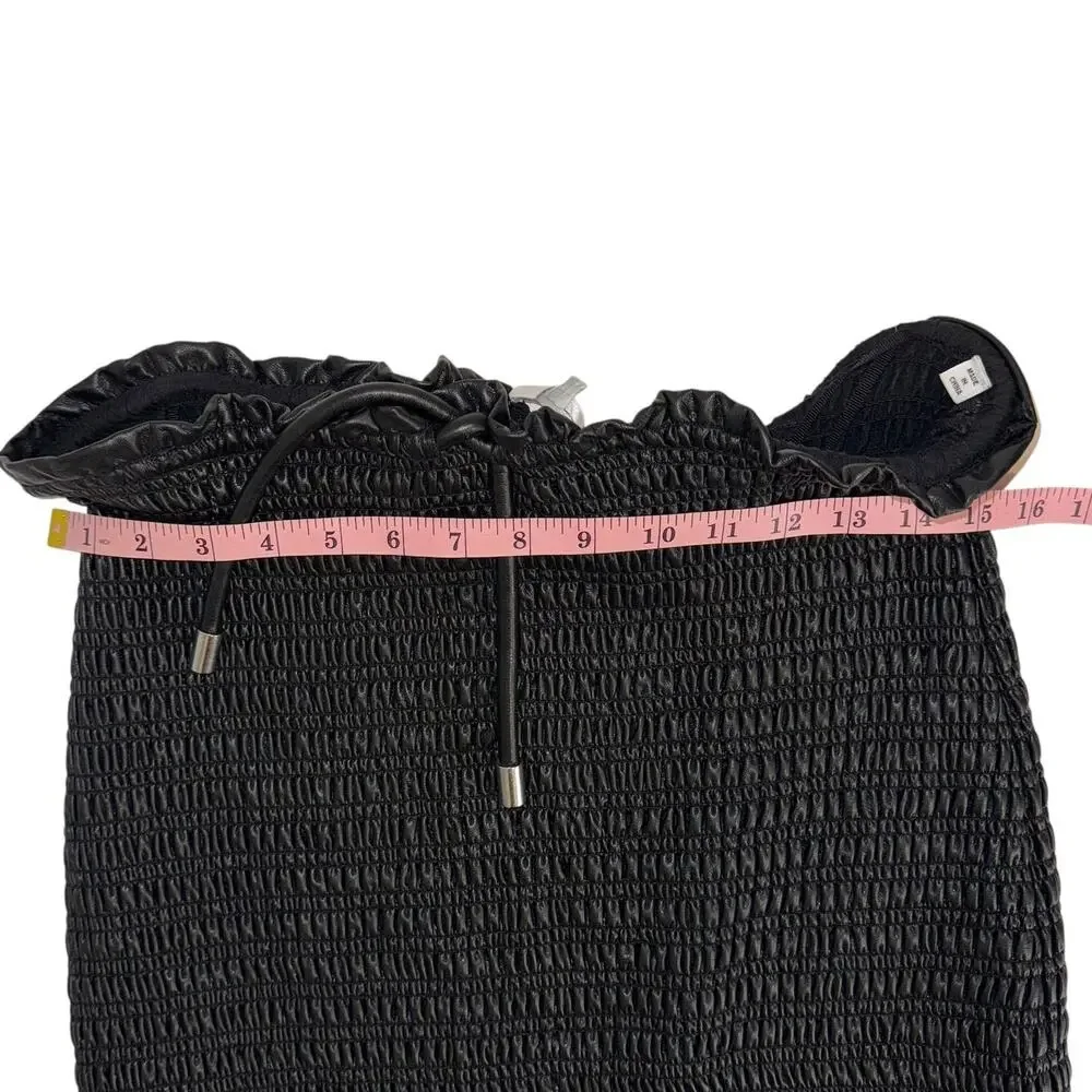 NEW ALC Jaclyn Black Coated Ruched Drawstring Midi Skirt NWT Size 8